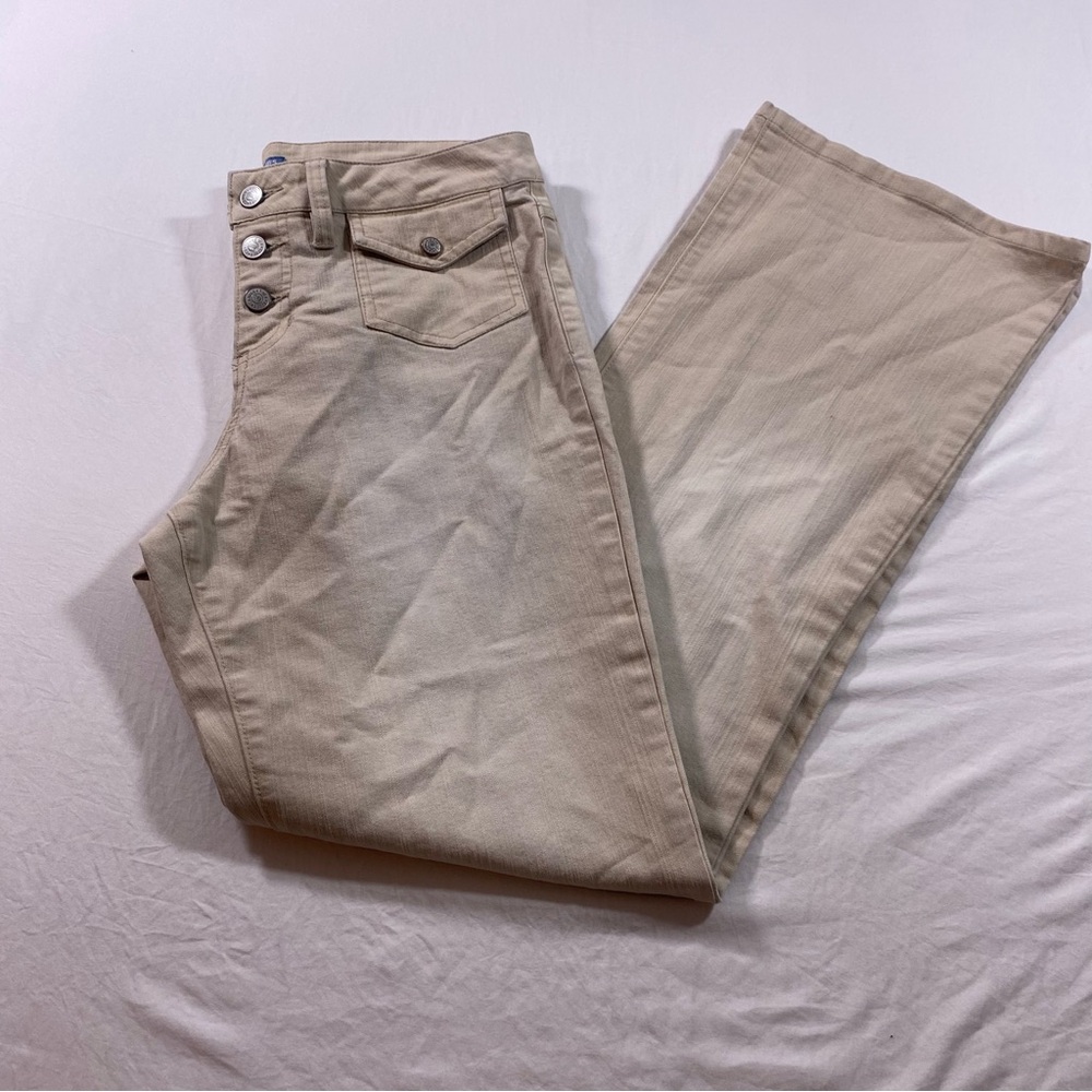 Canyon River Blues Flare Jeans pants Womens 9 Button down Cotton Cream Tan Jeans